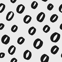Abstract hand drawn vector seamless pattern. Black and white circle background