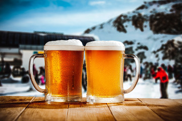 Winter background of free space and snow decoration. Christmas time. 