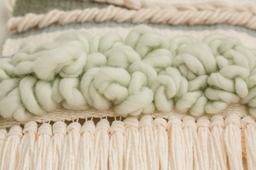 Close up of macrame wall hanging