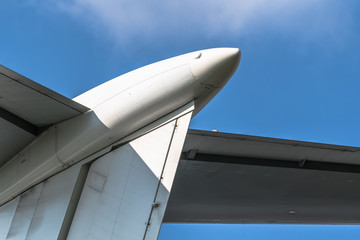 The tail of a large aircraft