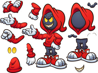 Evil hooded cartoon character clip art. Vector illustration with simple gradients. Some elements on separate layers. 