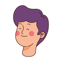 cartoon teenager boy face icon, colorful design