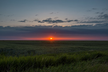 Sonnenuntergang über den Feldern in Norddeutschland
