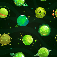 Green Galaxy Space Universe Planets Stars Microfibr Polyester 4 Way Stretch  Fabric Stunning Sewing Dressmaking Festival Apparel 