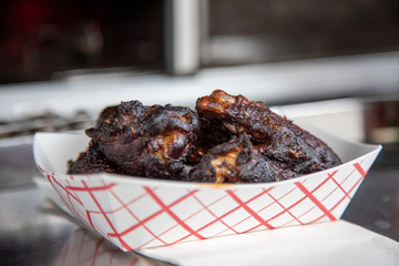 Very closeup Louisiana chicken wings horizontal