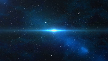 Obraz na płótnie Canvas Beautiful serene starscape in space with a blue light 