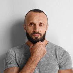 Portrait of handsome man on white background