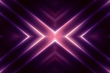 Dark abstract futuristic background. Neon lines glow. Neon lines, shapes. Multi-colored glow,...
