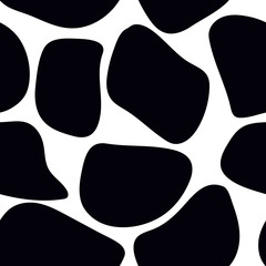 Abstract monochrom seamless pattern with large spots. Trend fashion design 2020. Endless background. Black and white vector illustration.