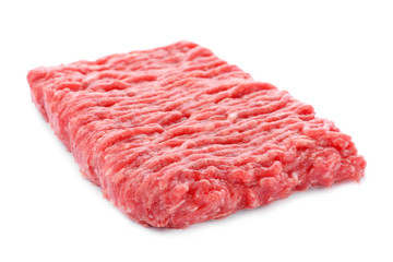 Fresh raw minced meat on white background