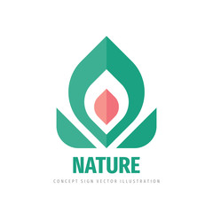 Nature flower and leaves - concept logo design. Floral sign. Vector illustration. 