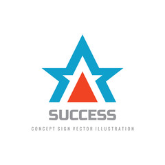 Success - concept logo design. Abstract star shape with arrow sign. Vector illustration.