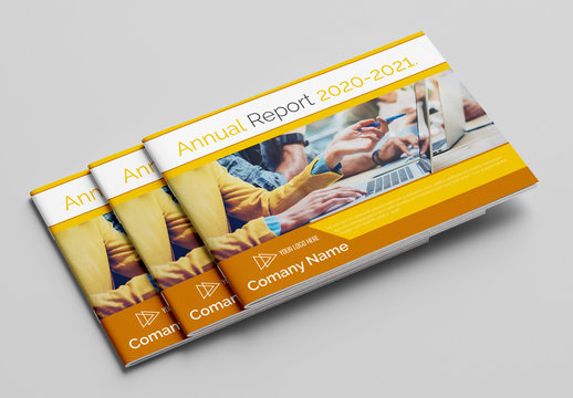 Annual Report Layout with Yellow and Gray Accents