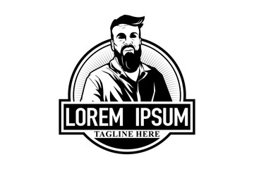 bearded man vector logo template