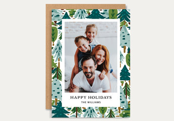 Holiday Card Layout with Christmas Trees