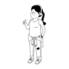 cartoon teenager girl with thumb up