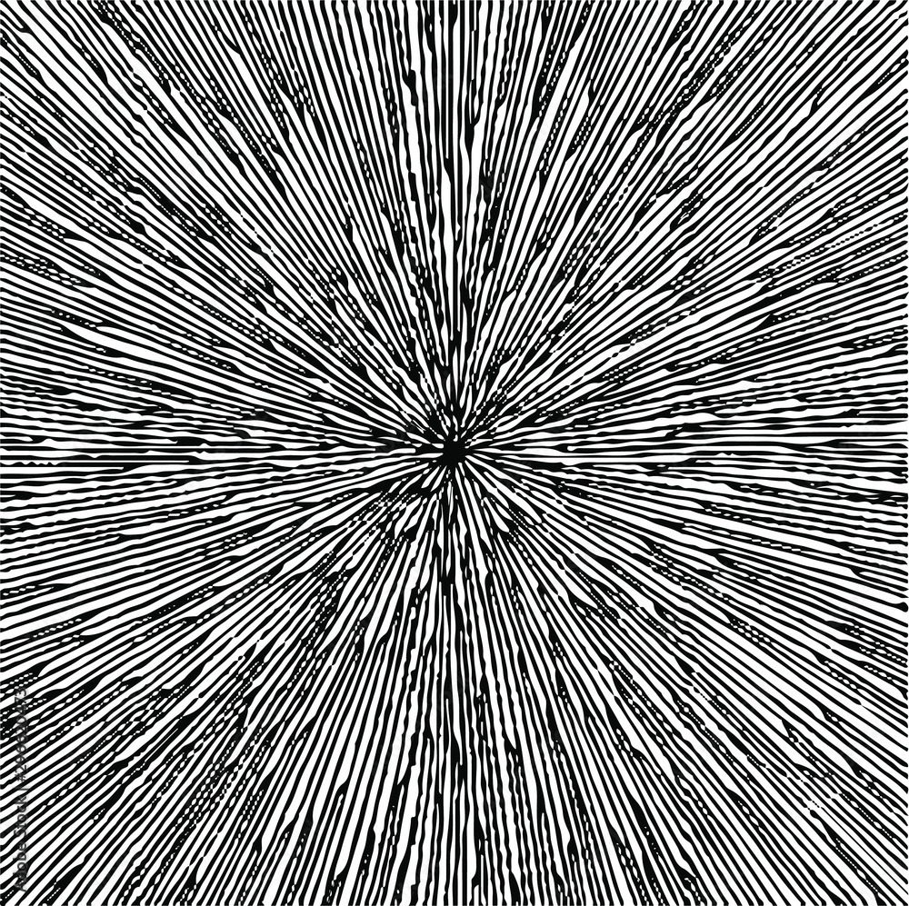 Poster Circular starburst explosion texture. Distressed uneven grunge background. Abstract vector illustration. Overlay to create interesting effect and depth. Isolated on white background.