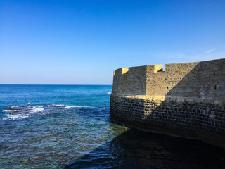 sea tower coast, castle Akko Israel 