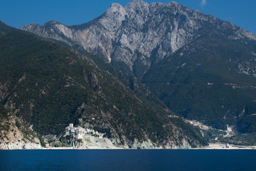 The impregnable monastery on Athos Peninsula, Greece