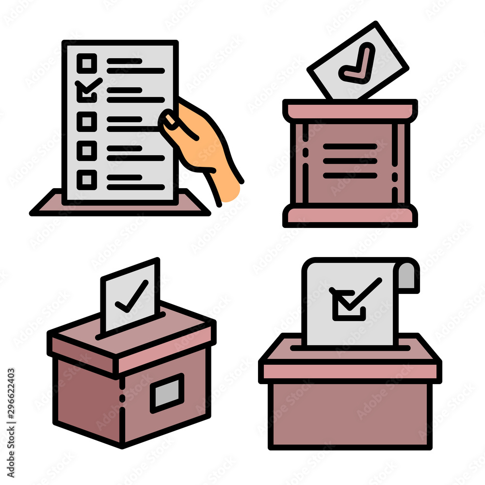 Poster ballot icons set. outline set of ballot vector icons for web design isolated on white background