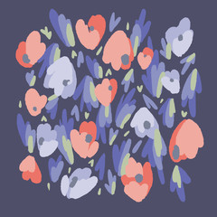 Abstract floral background made of tulip buds. Geometric shapes. Fantasy florals. Textile and fabric design.