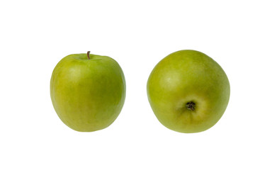 Zielone jabłko izolowane na białym tle - obrazy, fototapety, plakaty