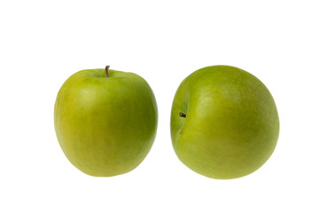 Zielone jabłko izolowane na białym tle - obrazy, fototapety, plakaty