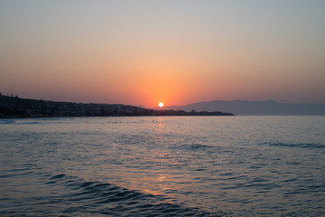 Beautiful sunset over the coast of Chania, Crete, Greece