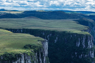 Cliff landscape in a foggy day