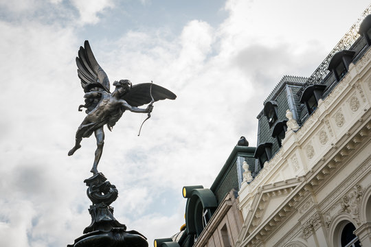 Shaftesbury Memorial Fountain in Piccadilly Circus, London