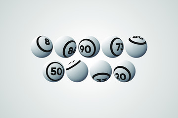 White Bingo Balls Vector Illustration