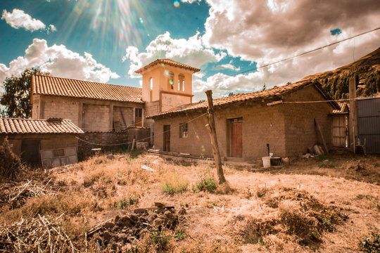 Old House in cuzco peru - rural house - country people