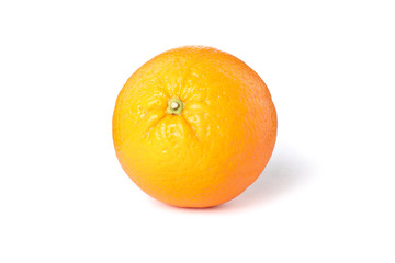 Single ripe orange isolated on white background