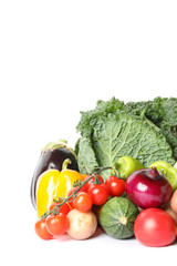 Composition with ripe organic vegetables isolated. Good harvest