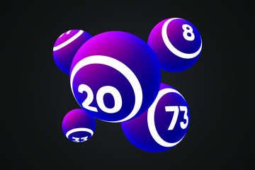 Purple Bingo Balls Vector Illustration