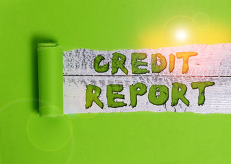 Word writing text Credit Report. Business photo showcasing Borrowing Rap Sheet Bill and Dues...