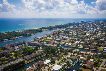 Fototapeta na wymiar Aerial of Lighthouse Point Florida