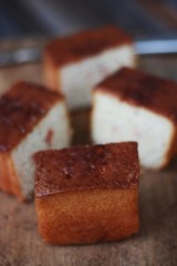 Delicious cake with jam on the table