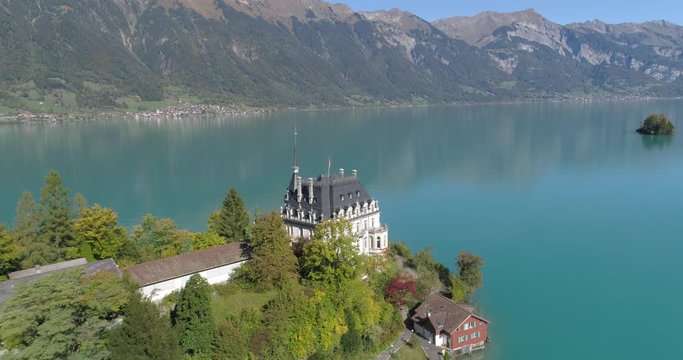 Iseltwald castle approach - Aerial 4K