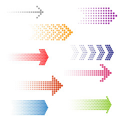 The arrows. Set of vector dotted symbols for any business and graphic designs.