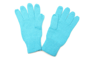 Knitted mittens isolated on white background