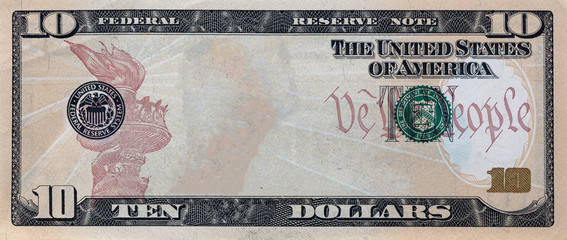 U.S. 10 dollar border with empty middle area