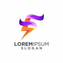 Initial F Letter Bolt Thunder Lightning Logo