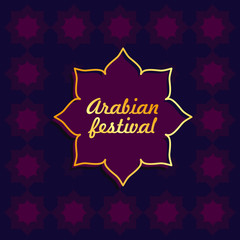 Violet islamic background for banners or posters with arabian or indian golden pattern