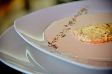 Gourmet french cheese soup and crouton