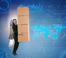 Businessman in global worldwide delivery service