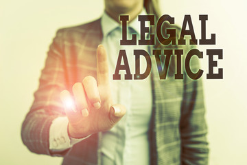 Word writing text Legal Advice. Business photo showcasing Lawyer opinion about law procedure in a particular situation Digital business concept with business woman