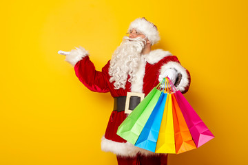 Santa Claus doing shopping on winter sales