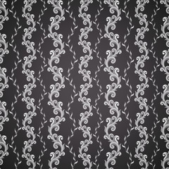 Wallpaper seamless black and white pattern on dark background