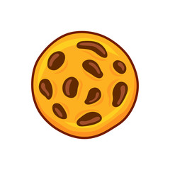 Cartoon chocolate chip cookie. Vector illustration.